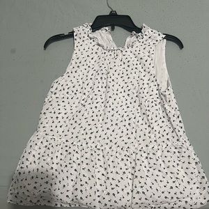 White and black Floral eyelet Blouse loft